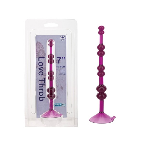 Фиолетовая анальная цепочка на присоске LOVE THROB PURPLE - 17,8 см 