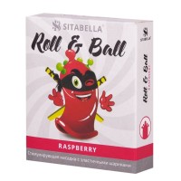 Стимулирующий презерватив-насадка Roll Ball Raspberry