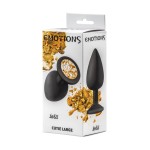 Чёрная анальная пробка Emotions Cutie Large с желтым кристаллом - 10 см