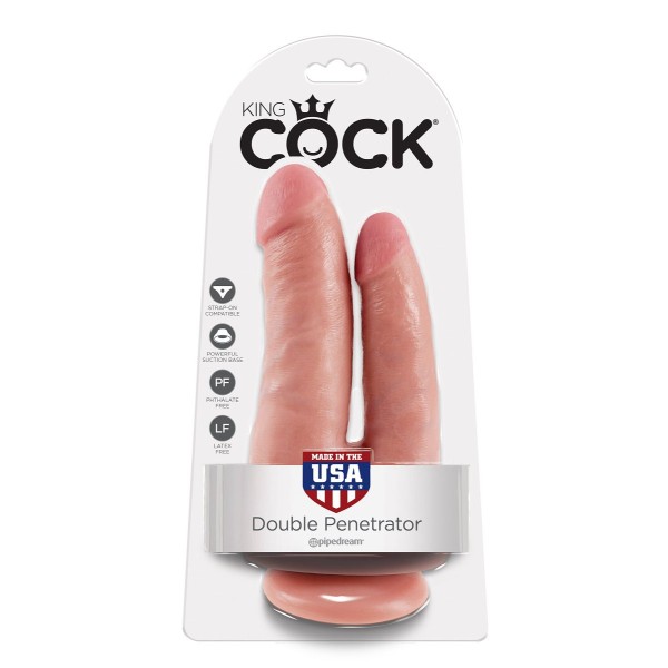 Фаллоимитатор для двойного проникновения DOUBLE PENETRATOR на присоске - 20,9 см