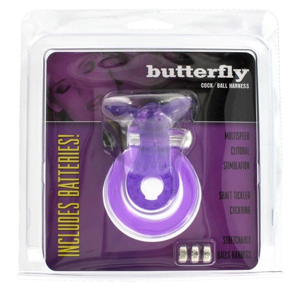Эрекционное кольцо с вибрацией COCK BALL RING BUTTERFLY JELLY VIBE