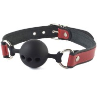 Кляп-шар на черно-красных кожаных ремешках Кляп-шар на черно-красных кожаных ремешках