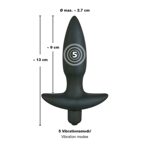 Анальная вибровтулка с 5 скоростями вибрации Vibrating Plug Small - 13 см