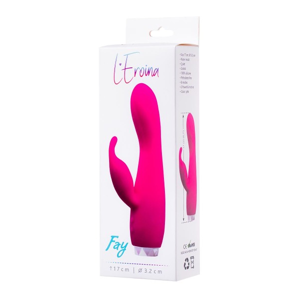 Розовый вибратор с клиторальным стимулятором L EROINA - 17 см