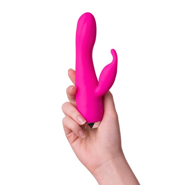 Розовый вибратор с клиторальным стимулятором L EROINA - 17 см