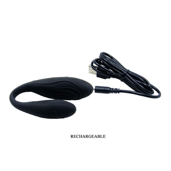 Чёрный вибромассажер для пар Indulgence Plus с ДУ Чёрный вибромассажер для пар Indulgence Plus с ДУ