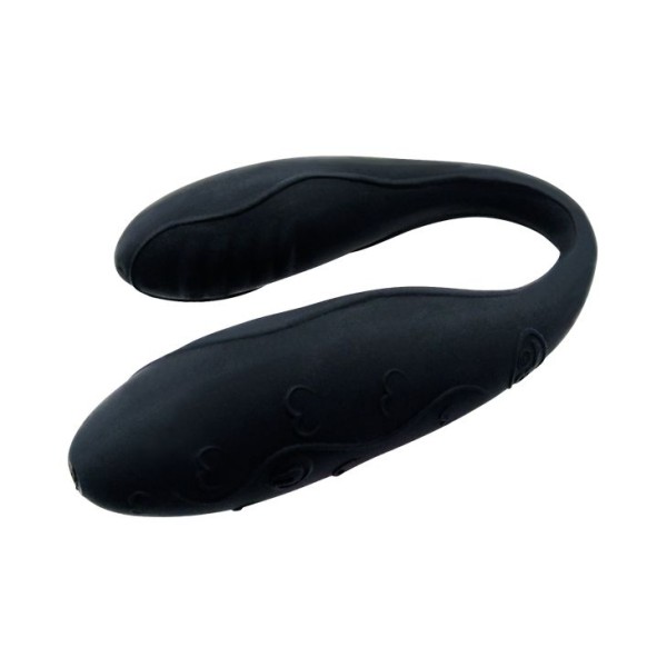 Чёрный вибромассажер для пар Indulgence Plus с ДУ Чёрный вибромассажер для пар Indulgence Plus с ДУ