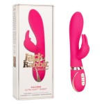 Розовый силиконовый вибратор с клиторальным отростком Signature Silicone Ultra-Soft Rabbit - 22,75 см