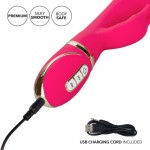 Розовый силиконовый вибратор с клиторальным отростком Signature Silicone Ultra-Soft Rabbit - 22,75 см