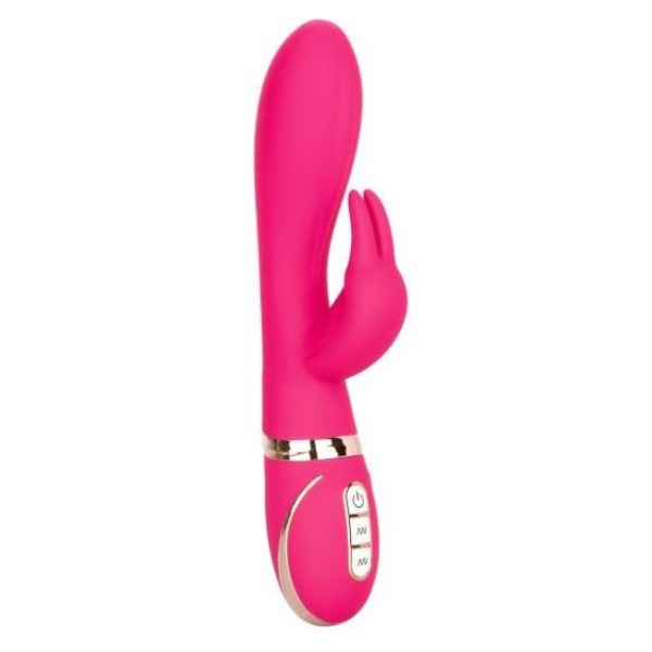 Розовый силиконовый вибратор с клиторальным отростком Signature Silicone Ultra-Soft Rabbit - 22,75 см