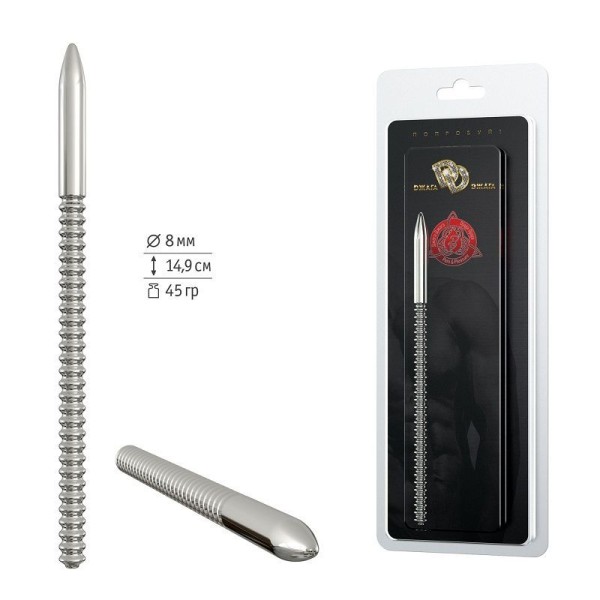 Серебристый уретральный винтовой плаг - 14,9 см