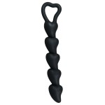 Чёрная анальная цепочка с звеньями-сердечками Black Velvet - 18,5 см