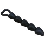 Чёрная анальная цепочка с звеньями-сердечками Black Velvet - 18,5 см
