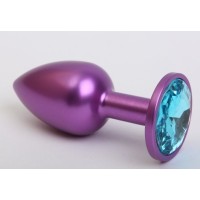 Фиолетовая анальная пробка с голубым стразом - 7,6 см. Фиолетовая анальная пробка с голубым стразом - 7,6 см.