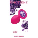 Малая розовая анальная пробка Emotions Cutie Small с фиолетовым кристаллом - 7,5 см