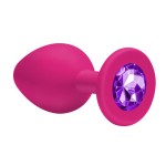 Малая розовая анальная пробка Emotions Cutie Small с фиолетовым кристаллом - 7,5 см
