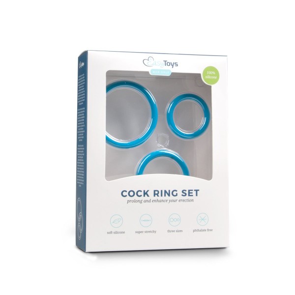 Набор из 3 голубых эрекционных колец Cock Ring Set