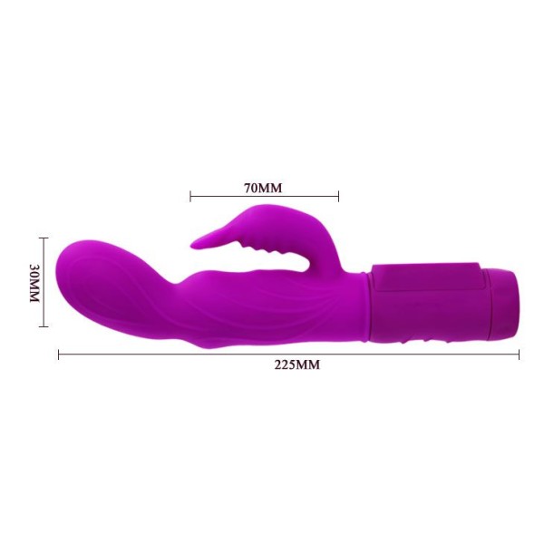 Лиловый вибратор с клиторальной стимуляцией Body Touch - 22,5 см