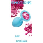 Малая голубая анальная пробка Emotions Cutie Small с розовым кристаллом - 7,5 см