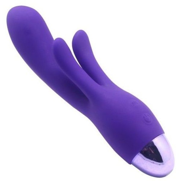 Фиолетовый вибратор INDULGENCE Rechargeable Frolic Bunny - 18,7 см