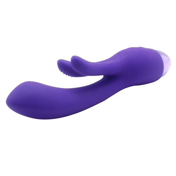 Фиолетовый вибратор INDULGENCE Rechargeable Frolic Bunny - 18,7 см