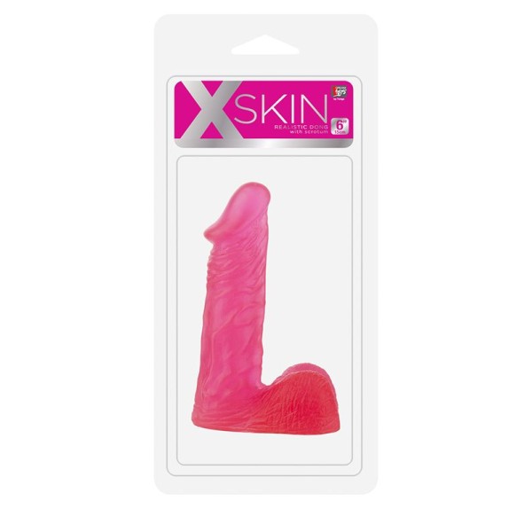 Розовый гелевый фаллоимитатор XSKIN 6 PVC DONG - 15 см