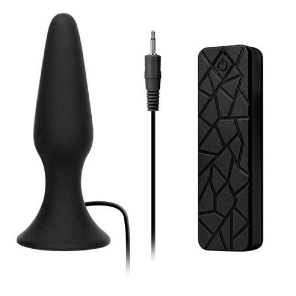 Чёрная вибропробка MENZSTUFF 5INCH SLIM INTRUDER BUTT PLUG - 13 см