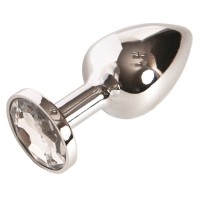 Малая серебристая анальная втулка с прозрачным кристаллом - 6 см. Малая серебристая анальная втулка с прозрачным кристаллом - 6 см.