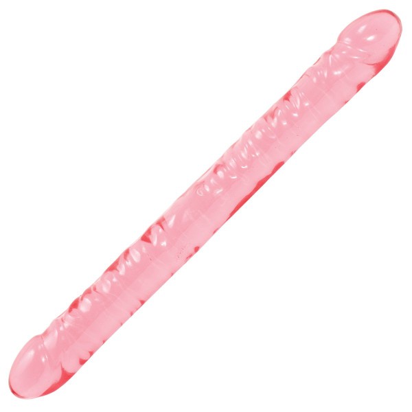 Розовый двухголовый фаллоимитатор Crystal Jellies - 45,7 см
