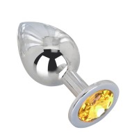 Большой стальной плаг с желтым кристаллом Sweet Lemon - 9,5 см. Большой стальной плаг с желтым кристаллом Sweet Lemon - 9,5 см.