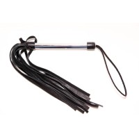 Черная плеть с металлической рукоятью - 50 см. Черная плеть с металлической рукоятью - 50 см.