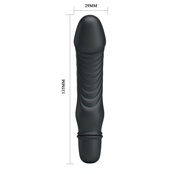 Черный мини-вибратор Stev -13,5 см