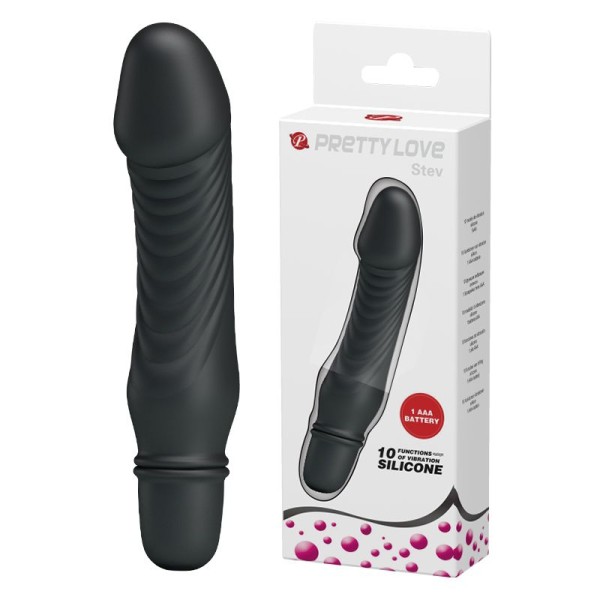 Черный мини-вибратор Stev -13,5 см