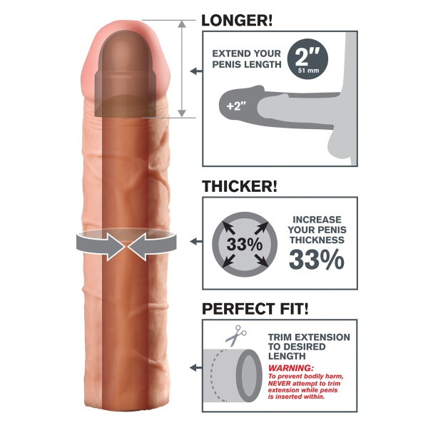 Телесная насадка Fantasy X-tensions Perfect 2  Extension - 20,3 см