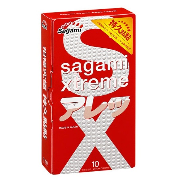 Утолщенные презервативы Sagami Xtreme Feel Long с точками - 10 шт