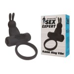 Черное эрекционное виброкольцо Sex Expert