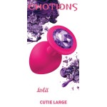 Большая розовая анальная пробка Emotions Cutie Large с фиолетовым кристаллом - 10 см