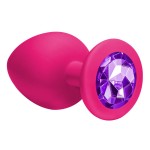Большая розовая анальная пробка Emotions Cutie Large с фиолетовым кристаллом - 10 см