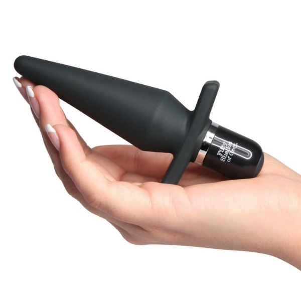 Черная анальная пробка с вибрацией Delicious Fullness Vibrating Butt Plug - 14 см
