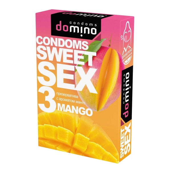 Презервативы для орального секса DOMINO Sweet Sex с ароматом манго - 3 шт