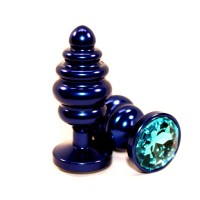 Синяя ребристая пробка с голубым стразом - 7,3 см. Синяя ребристая пробка с голубым стразом - 7,3 см.