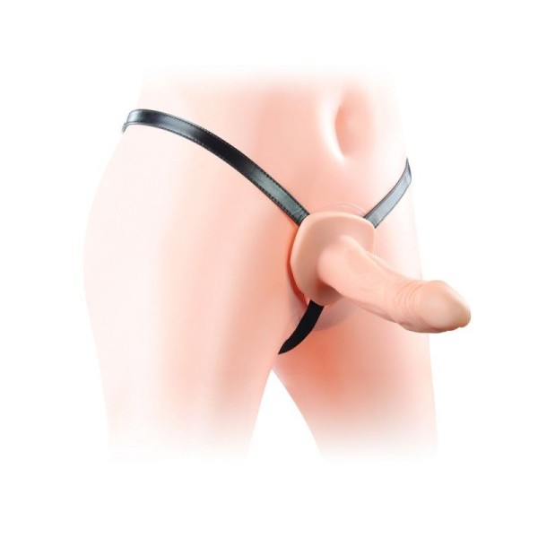 Телесный универсальный полый страпон Unisex Hollow Strap On - 17 см