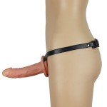 Телесный универсальный полый страпон Unisex Hollow Strap On - 17 см