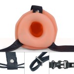 Телесный универсальный полый страпон Unisex Hollow Strap On - 17 см