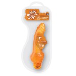 Оранжевый гелевый вибратор с широким основанием JELLY JOY 7INCH 10 RHYTHMS - 17,5 см