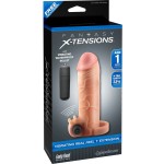 Телесная вибронасадка с кольцом  Vibrating Real Feel 1 Extension - 14 см