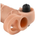 Телесная вибронасадка с кольцом  Vibrating Real Feel 1 Extension - 14 см