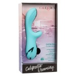 Голубой вибратор-ротатор с клиторальным отростком Catalina Climaxer - 20,25 см