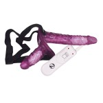 Страпон с вибрацией и вагинальной пробкой STRAP ON DUO - 18 см