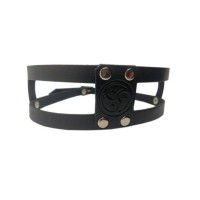 Черный кожаный ошейник Трискель 